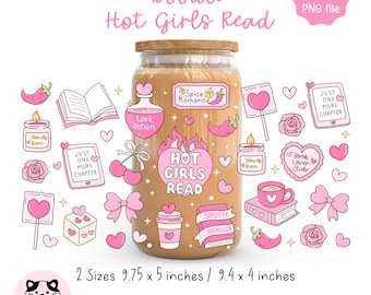 ホットな女の子の読書用カップラップPng、バレンタインデーのカップラップ、ガーリーで美しいカップラップ、読書好きのラップ、バレンタインギフト