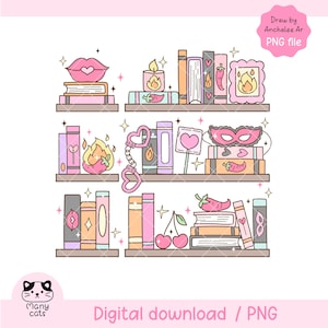 Spicy Bookshelf Shirt Png Smutty Book Clipart Dark Romance Png Aesthetic Bookish Sublimation Design Png Spicy Romance Png Books Lovers Gift