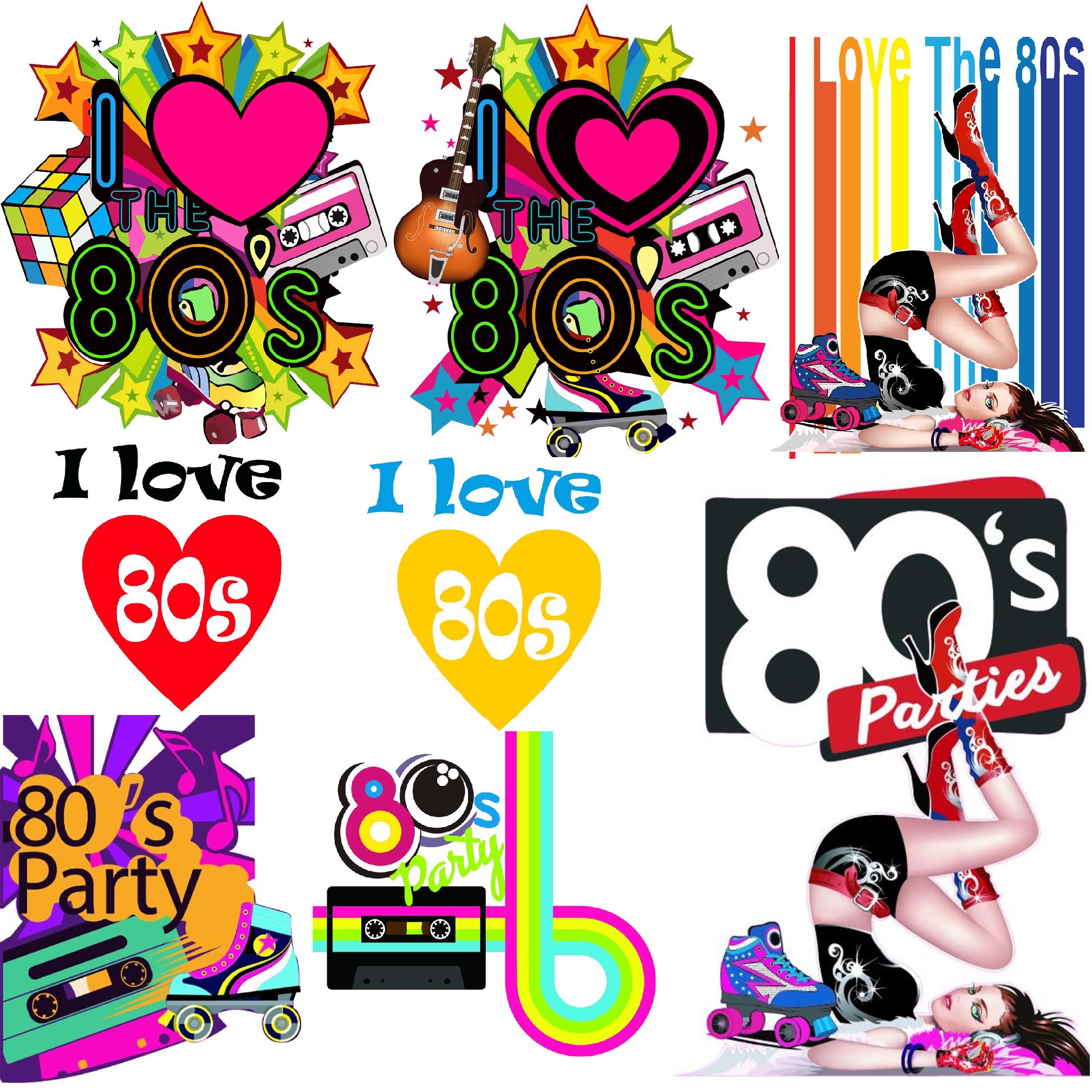I Love the 80s Stickers – Ai, EPS, PDF, PSD, Jpg, Png | Retro 80s
