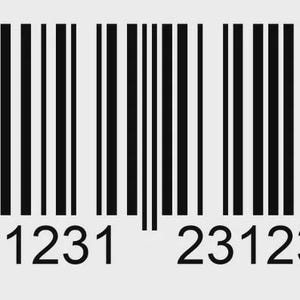 May include: A black and white barcode with the numbers 1 231231 231232 printed below the bars. The barcode consists of vertical black lines of varying widths against a light gray background.