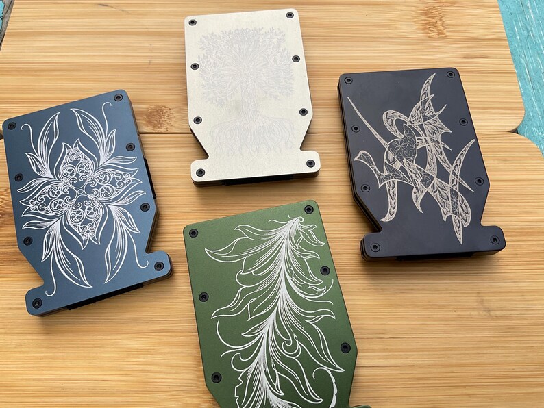 Laser Engraved Aluminum Minimalist Wallet RFID Blocking With Money Clip ...