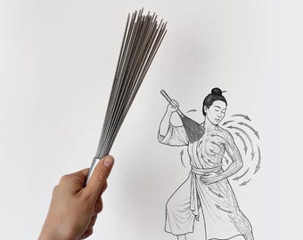 Edelstahl Daoist Massage Besen | Metall Schneebesen für Body Wellness | 35cm