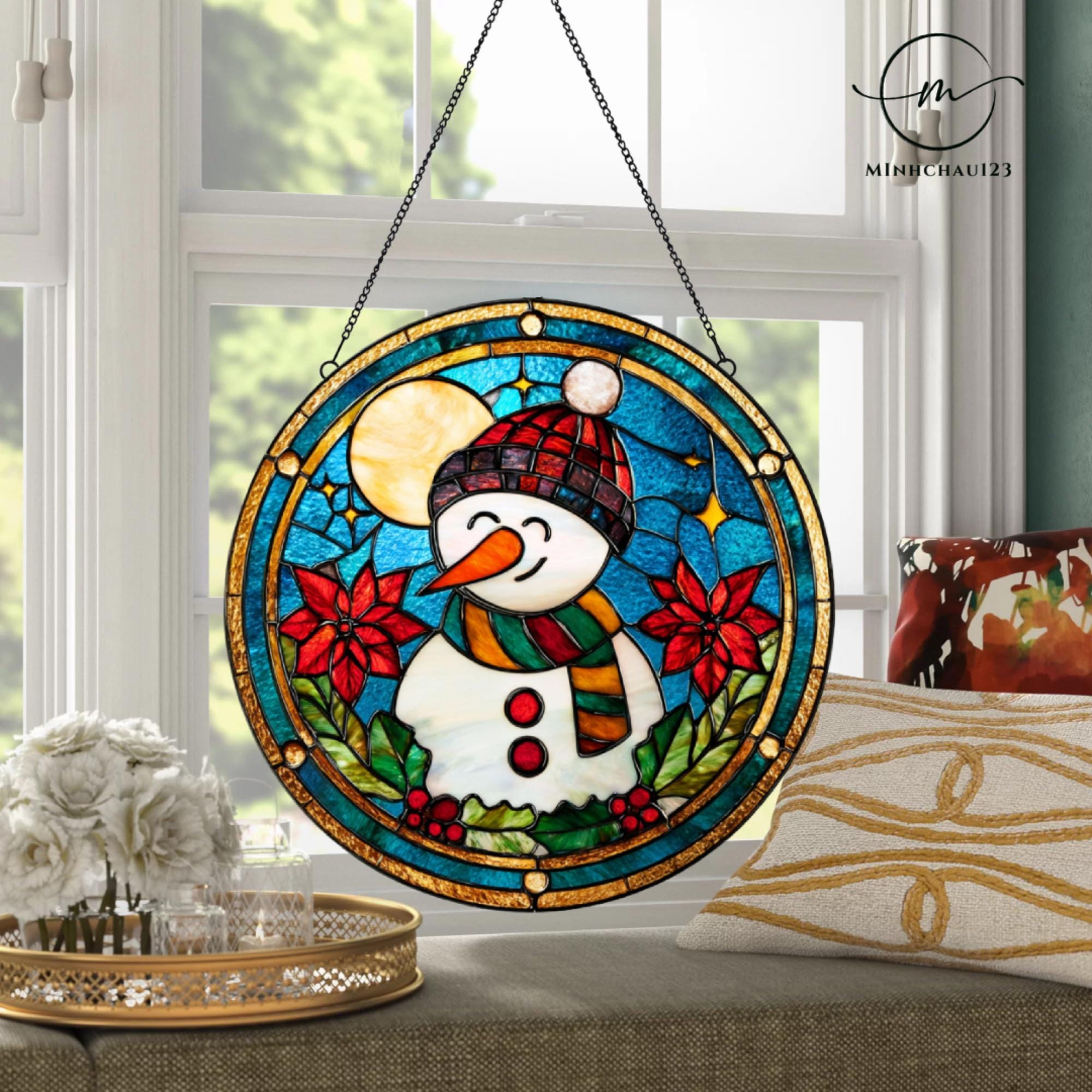 Discover Snowman Acrylic Suncatcher, Christmas Window Hanging, Xmas Ornament