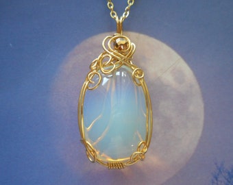 Opalite Necklace Opalite pendant Gold Chain Necklace Opalite Jewelry mother's day mothers day