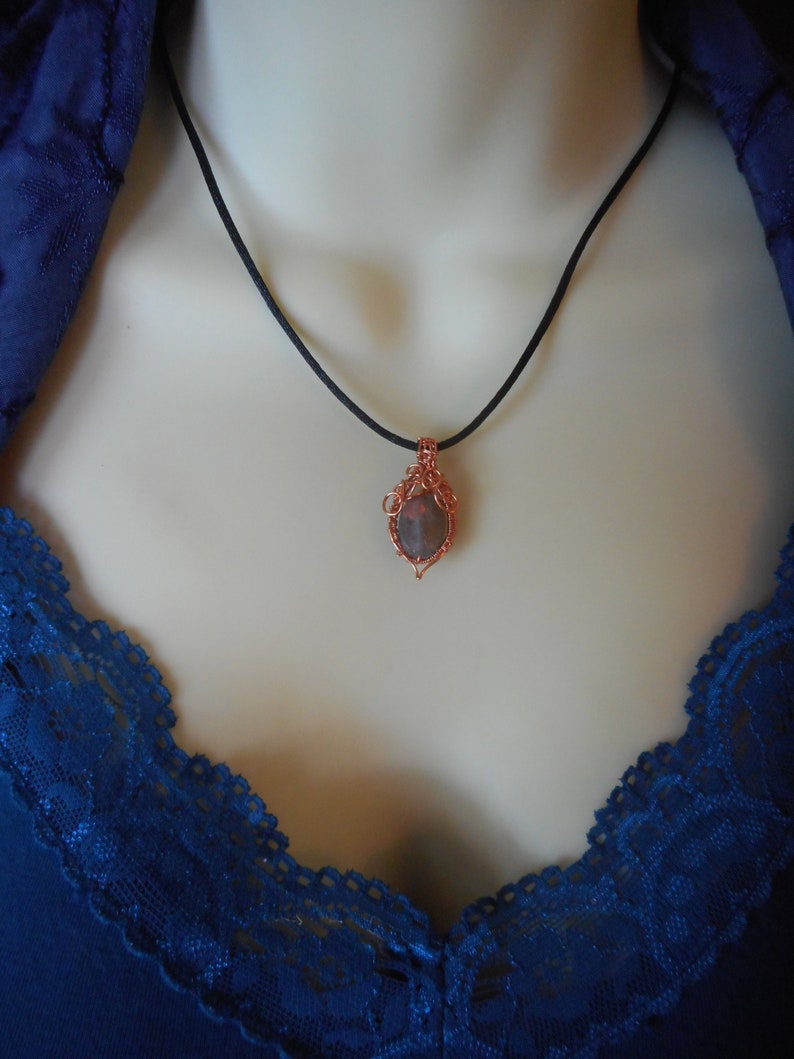 Labradorite and Copper Wire Weaved Necklace Victorian Filigree FREE SHIPPING