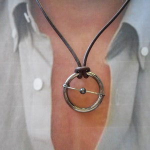 Josh Compass necklace Viking Norse Rustic Manly Pendant Necklace Expedition Traveling Compass Shiny Dark Gray color