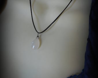 White Chalcedony Necklace Pendant, Drop Necklace - Peaceful Easy Healing