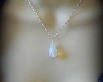 KAIRI Kingdom Hearts Necklace Pendant Kairi Necklace KH necklace faceted opalite drop - silver, gunmetal, or gold wrap