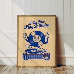 Retro Vinyl Record Print: 70s Smiley Face Music Poster (Digital Download)