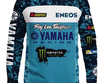 Vtg 70s 80s Yamaha Jersey Black Yellow XL Motocross