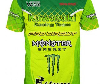 T-shirt Kawasaki Vert Motocross - Taille M - Design Racing Vintage - Polyester
