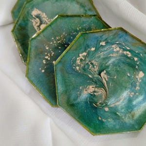 Handcrafted Marbled Resin Coaster Set with Holder | Epoxy Drink Coasters | Unique Home Decor Gift  | Housewarming Gift