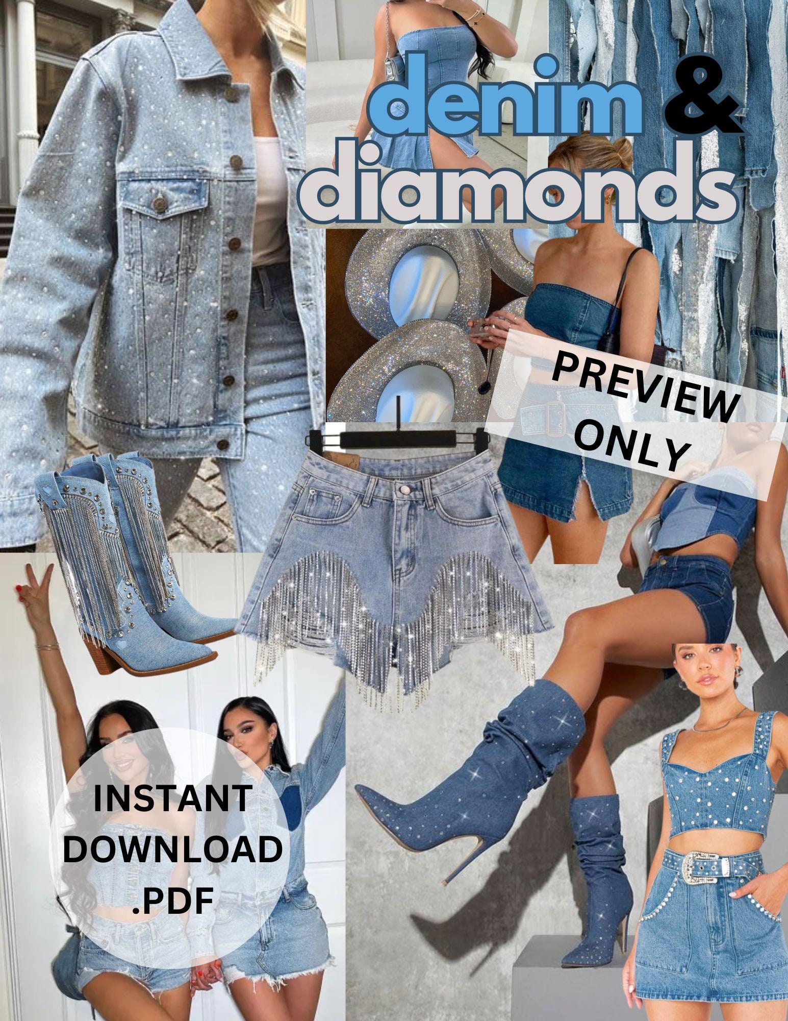 Denim Jacket Denim And Diamonds Party Outfit Ideas Diamond Beaded