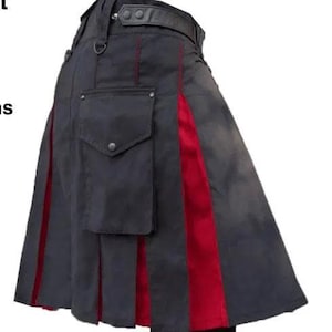Black & Red Hybrid Kilt Mens - Cotton Fashion Kilt