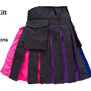 Rainbow Pride Utility Kilt: LGBT Festival Kilt, 100% Cotton, Adjustable Fit, Custom Size, Handmade