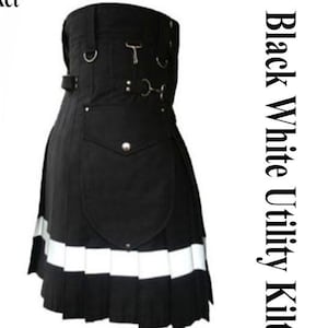 Men&#39;s Cotton Utility Kilt: Heavy-Duty Cargo Pockets, Adjustable Straps, Custom Size, Handmade