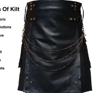 Mens Genuine Black Leather Scottish Kilts Warrior Traditional Kilts Utility Gothic Kilts LARP Leather Utility Kilt Black Leather Kilts Kilts