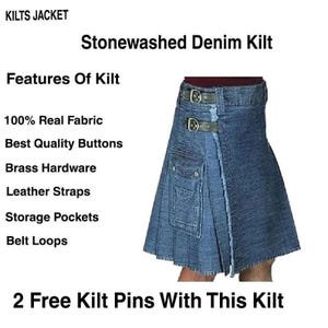 Denim Mens Kilt | Highlander Kilts | Highland Handmade Kilt | Scottish Kilt | Kilts For Men | UtilityKilt | Cotton Utility Kilt | Cargo Kilt