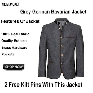 Men&#39;s Loden Wool Trachten Jacket: Bavarian Oktoberfest Coat