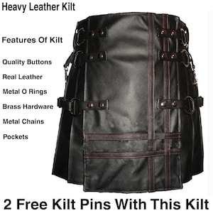Genuine Leather Kilt - Black Leather Gladiator Utility KILT for Men - leather kilt men - Traditional Kilts Utility Gothic Kilts LARP