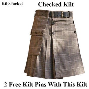 Kilt da uomo in tweed scozzese di alta qualità fatto a mano, 8 iarde - Kilt tradizionale Highlander - Kilt pesante da 16 once - Kilt su misura - Kilt da uomo