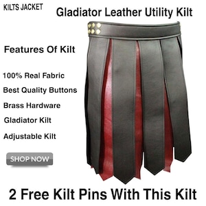 Black Leather Kilt - Leather skirt - Men Leather Kilt - Leather Kilt For Men - Handmade Kilt - Gladiator Kilt - Kilted Skirt - Fashion Kilt