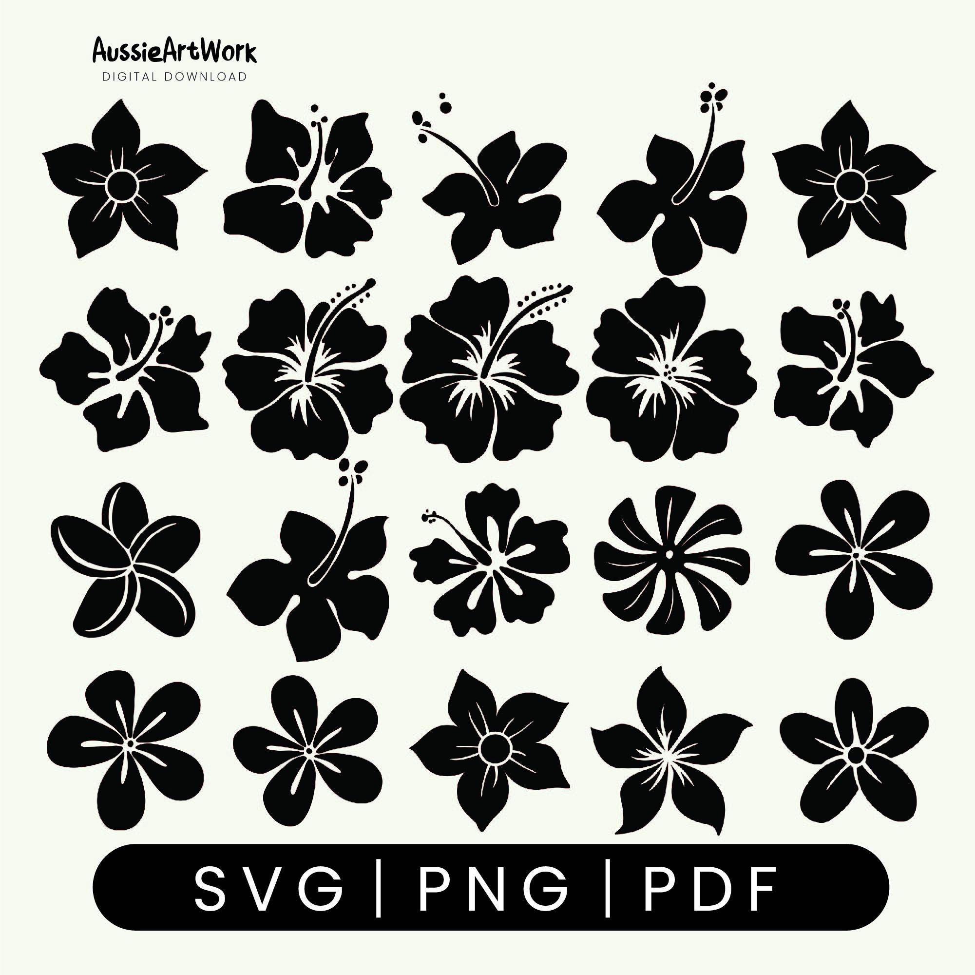 Hibiscus Flowers Svg Bundle, Hibiscus Svg Png, Tropical Floral Clipart ...