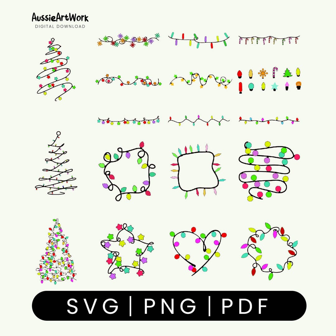 Christmas Lights Svg Bundle, Seamless Christmas Lights Pattern ...