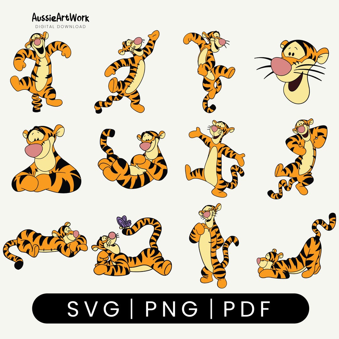 Tigger Vector File Tigger Svg Bundle, Tigger Svg, Tigger Cut File, Tigger Face Svg ...