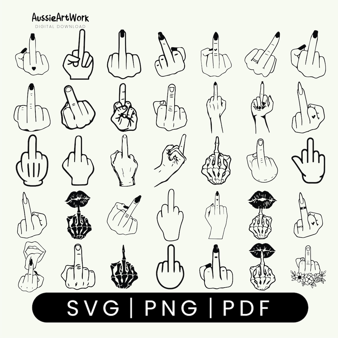 Printable Middle Finger Vector File Mega Middle Finger Svg Bundle, Middle Finger Clipart, Middle Finger Cut ...