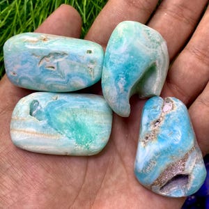 Blue Aragonite Beads: Calming Meditation Crystals, Metaphysical Gift