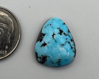 Kingman Black Spider Webbed Turquoise -stone- 6.25 carats-Stabilized- backed - 16mm x 13mm x 5mm