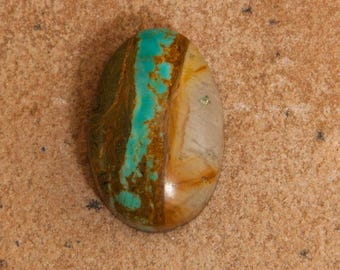 Royston Ribbon turquoise-unique-Natural-High grade-Backed for stability. 17.85 cts. 21mm x 14mm x 8mm. 7 dollars /carat.