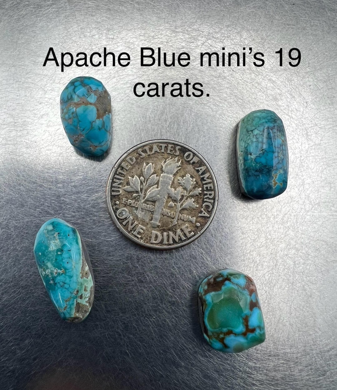 Apache Blue Mini's-natural-backed- 19 Carats-sold as Lot Only. 4 Ea ...