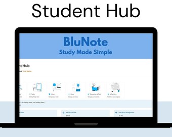 BluNote - Ultimate Student Hub: Notion Template & Digital Planner for University and High School Students - All in One Notion Template