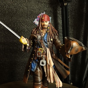 Jack Sparrow Figure – 3D Printed Pirates of the Caribbean Statue, Hand-Painted Captain Jack Collectible