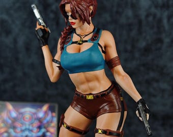 Figura de Lara Croft – Figura coleccionable de Tomb Raider hecha a mano (7,9 pulgadas)