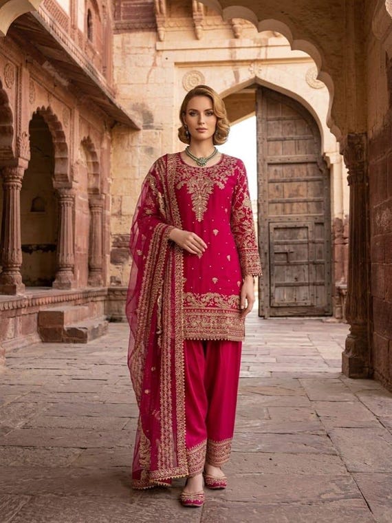 Pakistani Designer Embroidery with sequence work Salwar Kameez with Dupatta, Wedding Outfits, Indian Dress, Pakistani Suits, Women Eid Dress