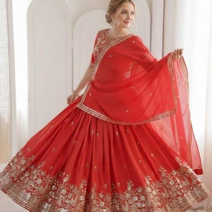 Beautiful Designer Lehenga Choli with Thread Sequence work with Dupatta, Lehenga for wedding, party wear lehenga
