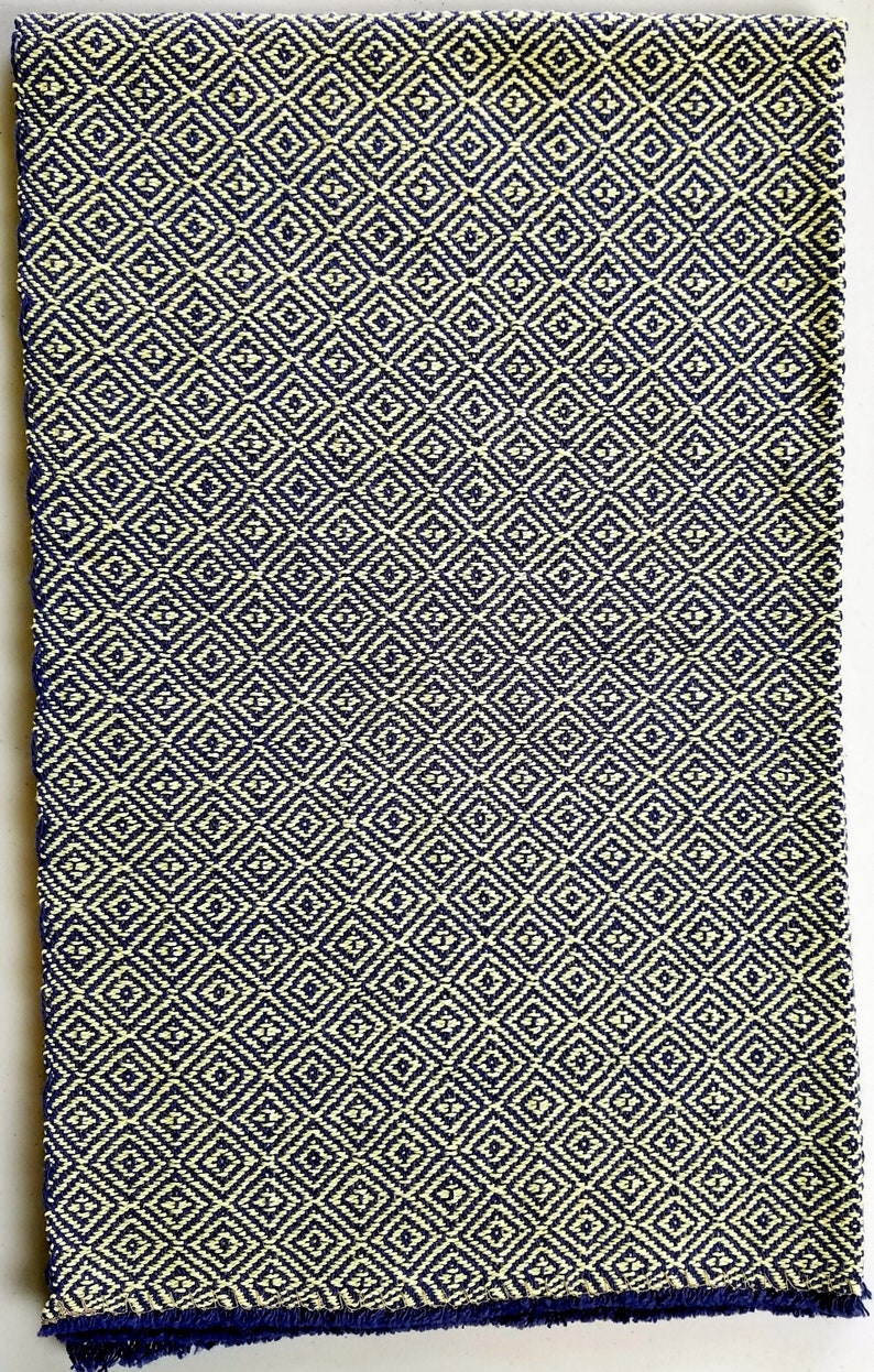 diamond twill hand towel, yellow on navy image 3