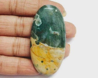 Ocean Jasper Gemstone, Natural Ocean Jasper Cabochon Flat Back Side, Loose Gemstone For Jewelry Making, Oval Shape, Size 56*29mm