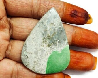 Variscite Gemstone Cabochon  ,Natural Variscite Cabochon Flat Back Side, Loose Gemstone For Jewelry Making ,Pear Shape , Size 47*35mm