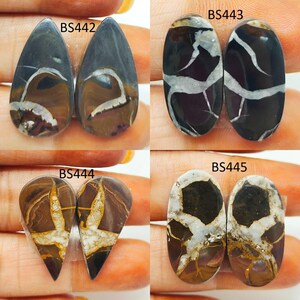 Black Septarian Pair Gemstone ,Natural Black Septarian Pair Flat Back Side, Loose Gemstone For Jewelry Making