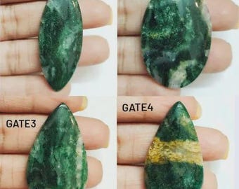 Piedra preciosa de aventurina verde, cabujón de aventurina natural con parte trasera plana, piedra preciosa para hacer joyas. Suelta.