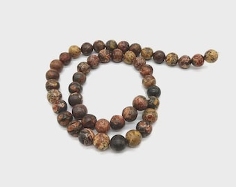 Perles de jaspe rondes naturelles en peau de léopard, perles de pierres précieuses de 8 mm.