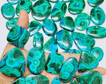 Natural Chrysocolla Malachite Gemstone Cabochon Lot, AAA Quality Gemstone Cabochon, Jewelry Stones-Smooth Polished Cabochon-Gifts