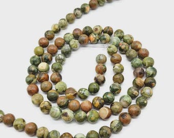 Regenwald / Rhyolite, 8 mm Edelstein Beads.