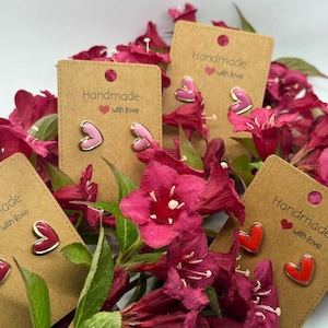 Boucles d'oreilles à tige en forme de cœur – or rose en plusieurs couleurs | Boucles d'oreilles minimalistes | Boucles d'oreilles en forme de cœur pour femmes | Cadeau pour petite amie | Boucles d'oreilles