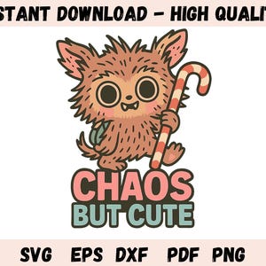 Chaos mais mignon SVG, design numérique inspiré Labubu Png Dxf Eps Pdf, créature espiègle kawaii pour Cricut et sublimation