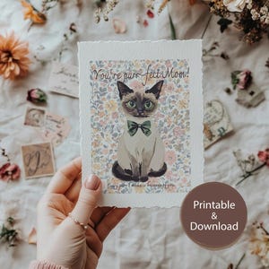 Printable Mother's Day postcards | Cat and floral design | No.3 | PNG file | Download | Gift tags | Postcards | Gifts | Bundle
